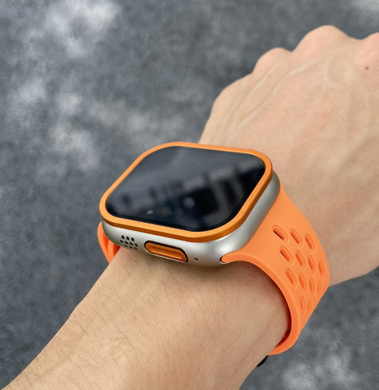 Metal Aluminium Alloy Ultra Thin Anti-Scratch with Matel Frame Tempered Glass Screen Protector for Apple Watch Ultra 49mm