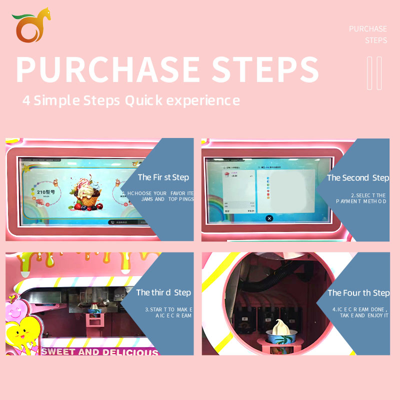 Commercial Ice Cream Machine Snow Ice Cream Vending Machine with Credit Card Banknote Coin