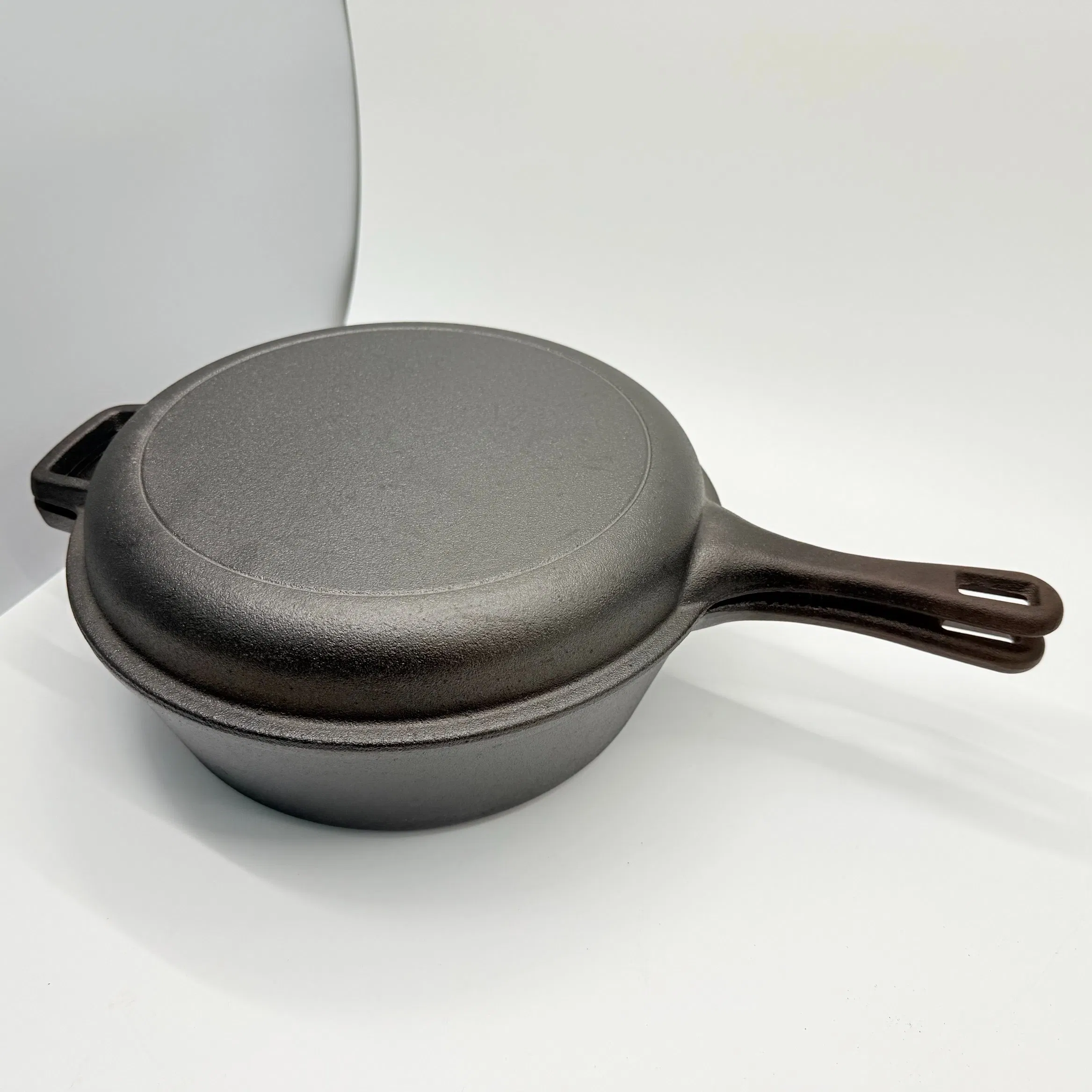 Pre-Seasoned Cast Iron Skillet with Lid 2-in-1 Multi Cooker Deep Pot Frying Pan