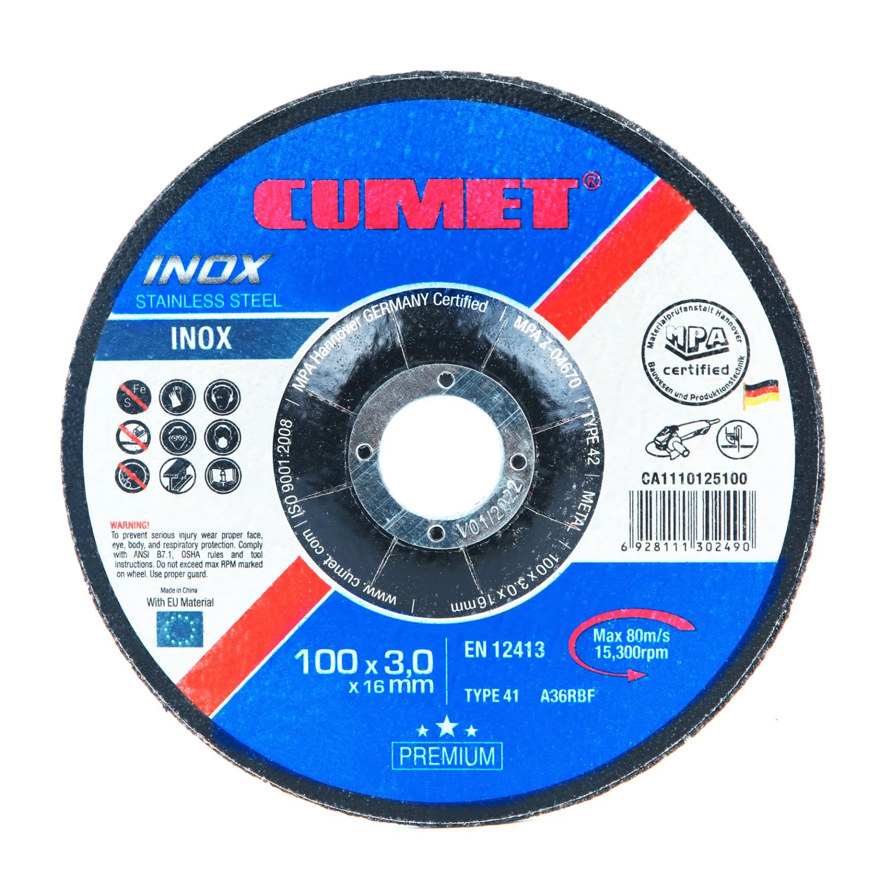 Cumet 4"Cut off Wheel for Metal Abrasive with MPa Factory Price