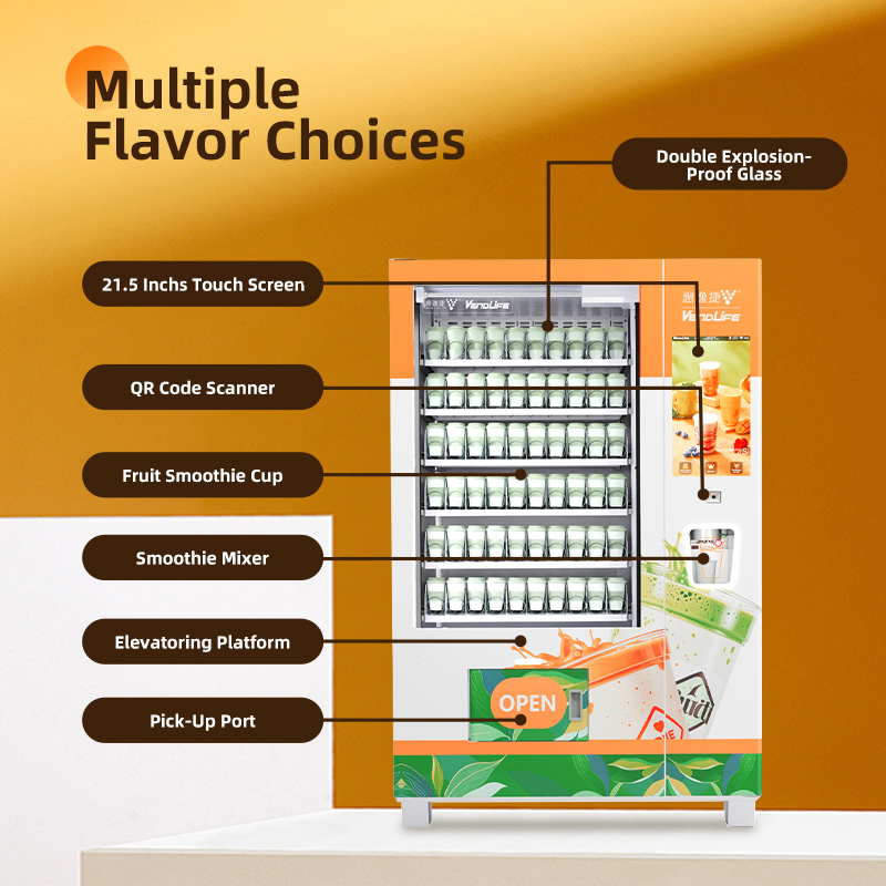 Vendlife Self Service Frozen Fruit Cup Smoothie Blend Vending Machine and Cooling Protein Shake Smoothie Ice Slushy Slush Maker Vending Machine with Qr Code