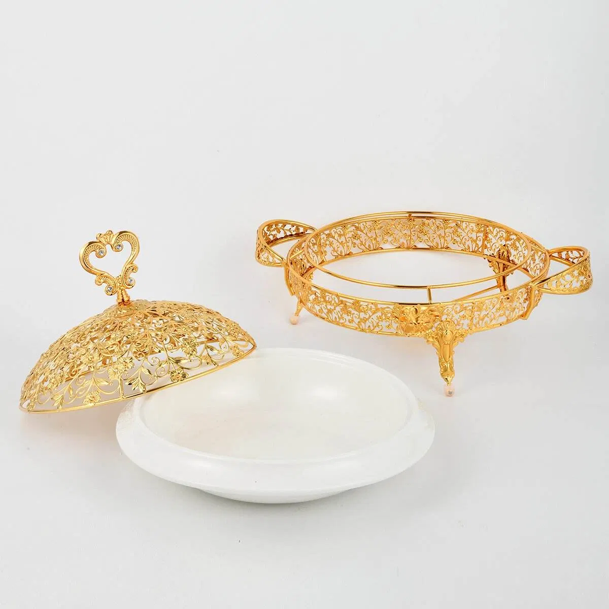 Gold Plated Iron Art Paired with Ceramic Insulated Buffet Stove
