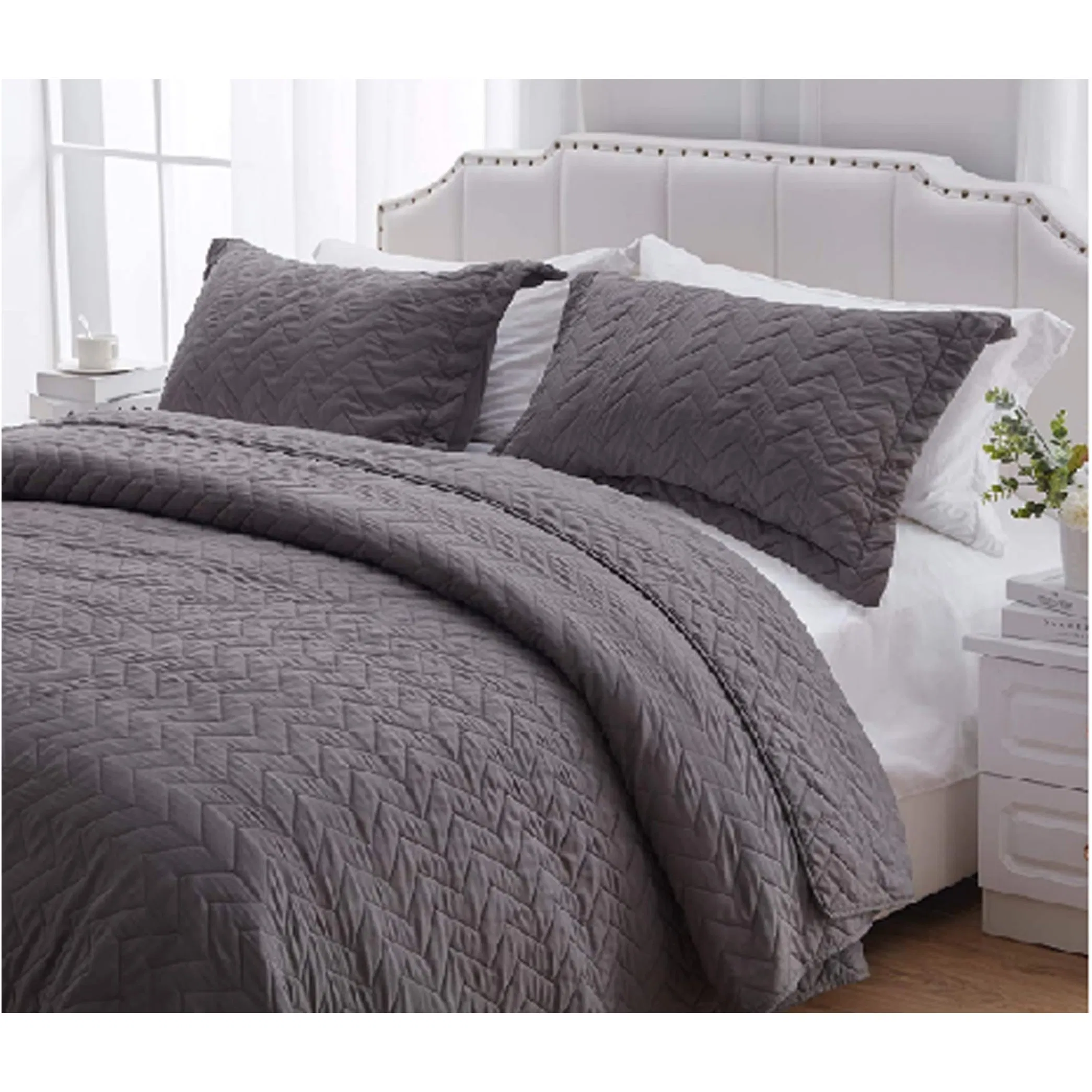 Coverlets Washed Microfiber in Solid Color Embroidery Quilting