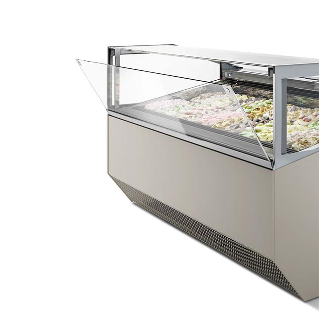 Fancy Mini Small Vertical Table Top Fresh Gelato Freezer Ice Cream Display Showcase