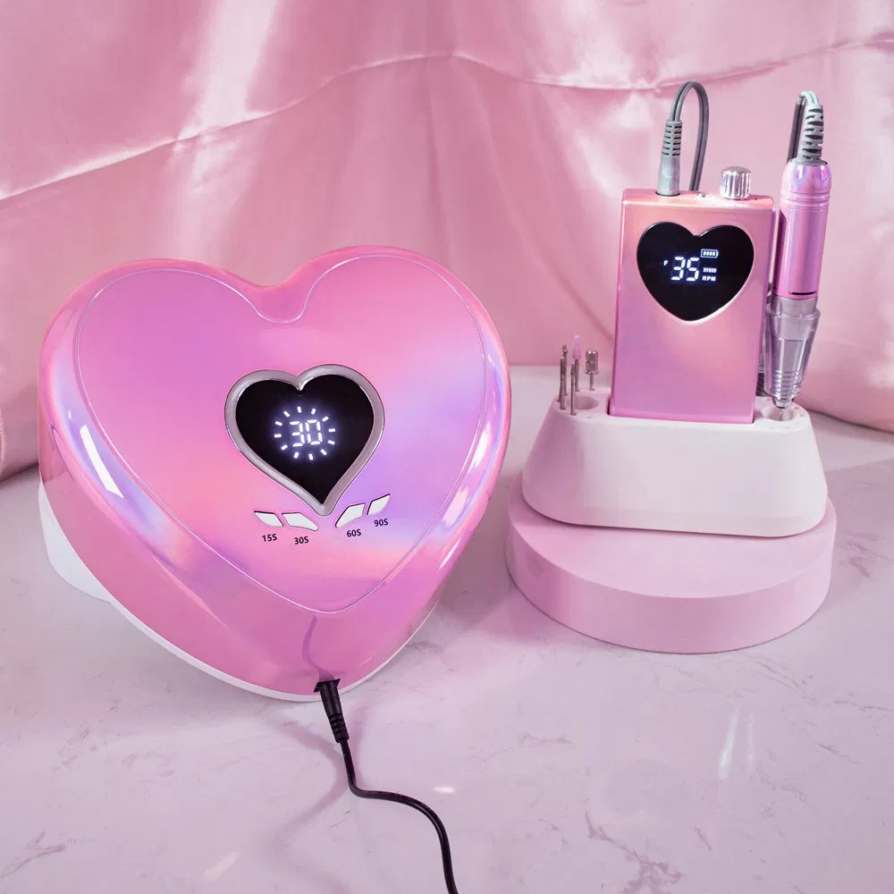 Elegant Design Base Top Coat Gel Manicure Wireless Drill Dryer Kits 96W Smart UV Heart LED Rhinestone Nail Lamp