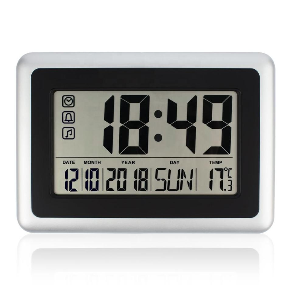 Big Large Number Digital Display LCD Alarm Wall Clock