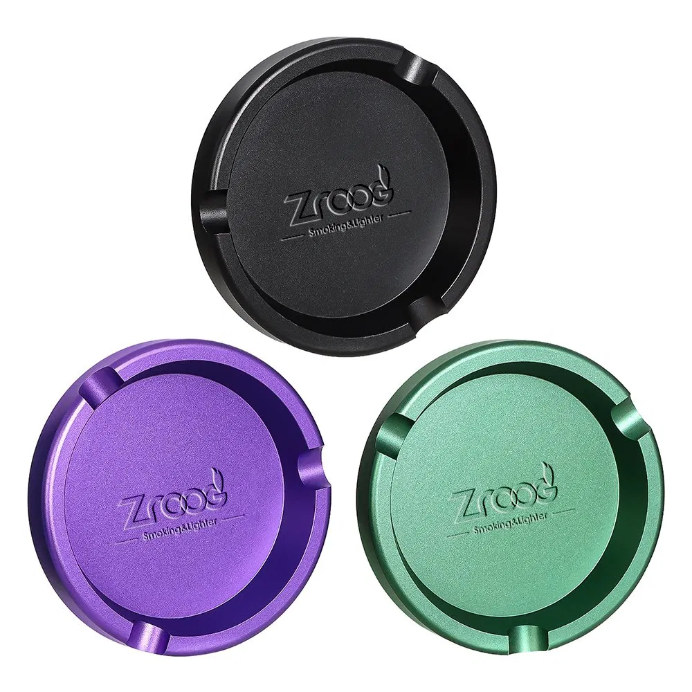 Round Aluminum Alloy Ashtray Custom Logo Metal Ash Tray for Cigarette Smoking Accessories