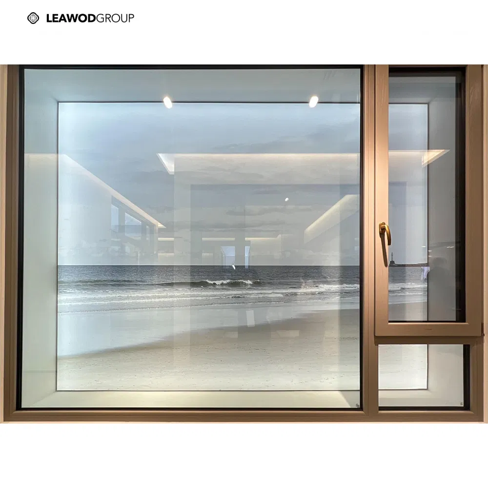 China Craft-Made Thermal Insulated Aluminum Aluminium Wood Composite Windows for Restaurants with Double Glaze