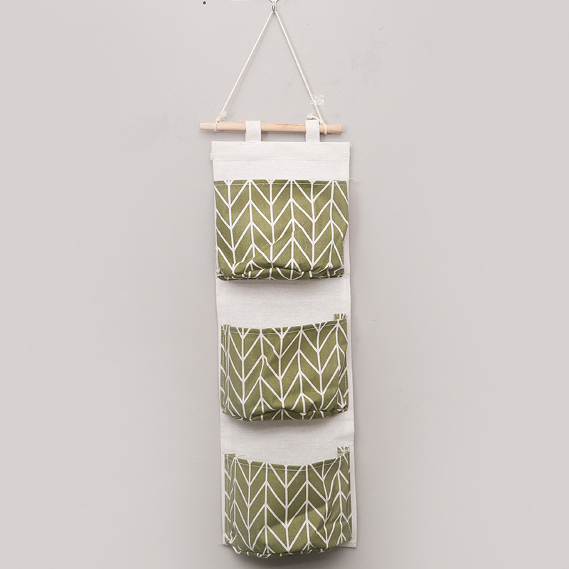 Настенный органайзер с 3 карманами, хлопок-лён