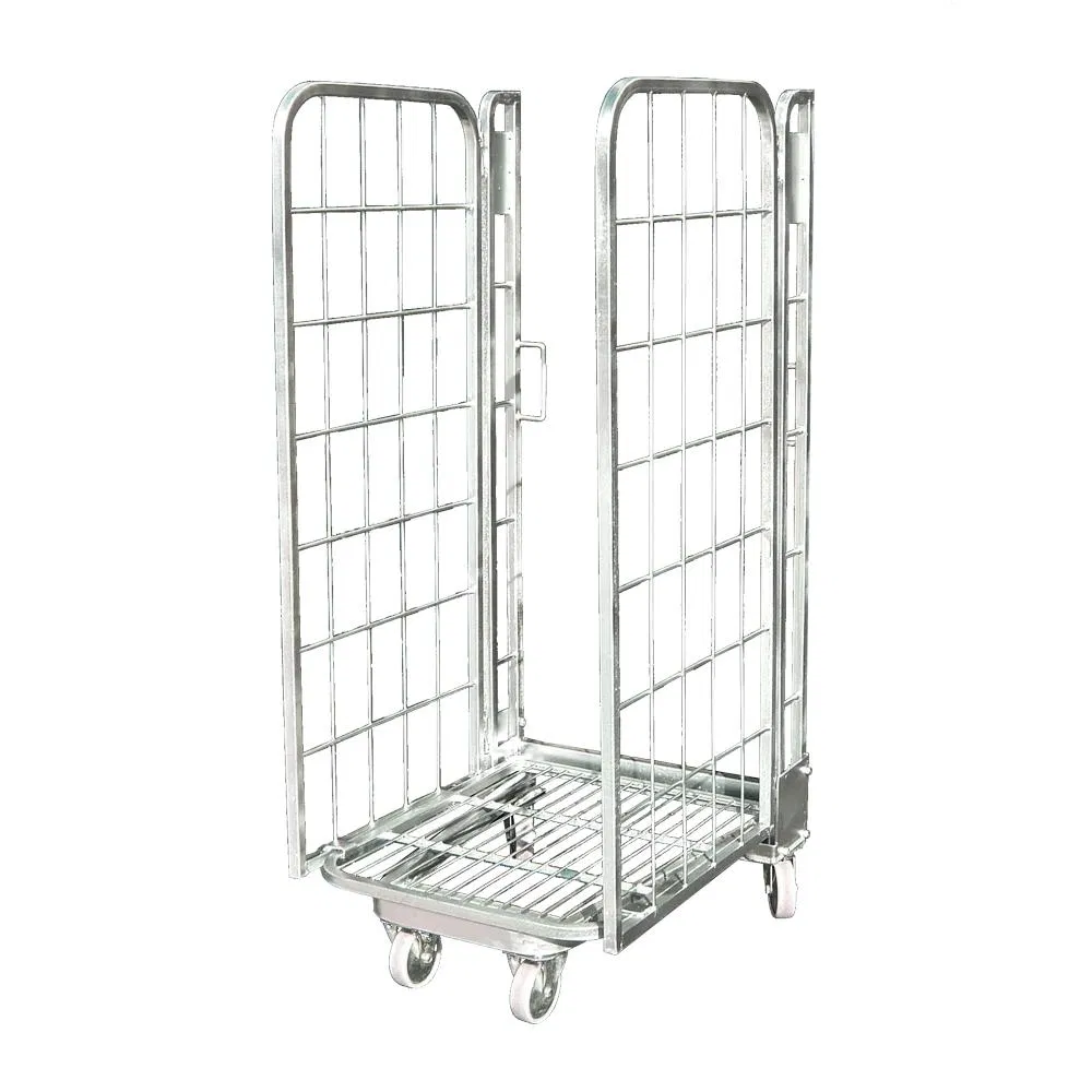 Durable Folding Storage Galvanized Laundry Cage Trolley with Wheels