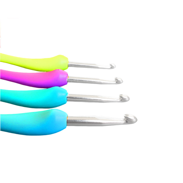 8PCS Colorful Yarn Weave Craft Tools Soft Handle Plastic Aluminum Needles Kits Crochet Hook Set