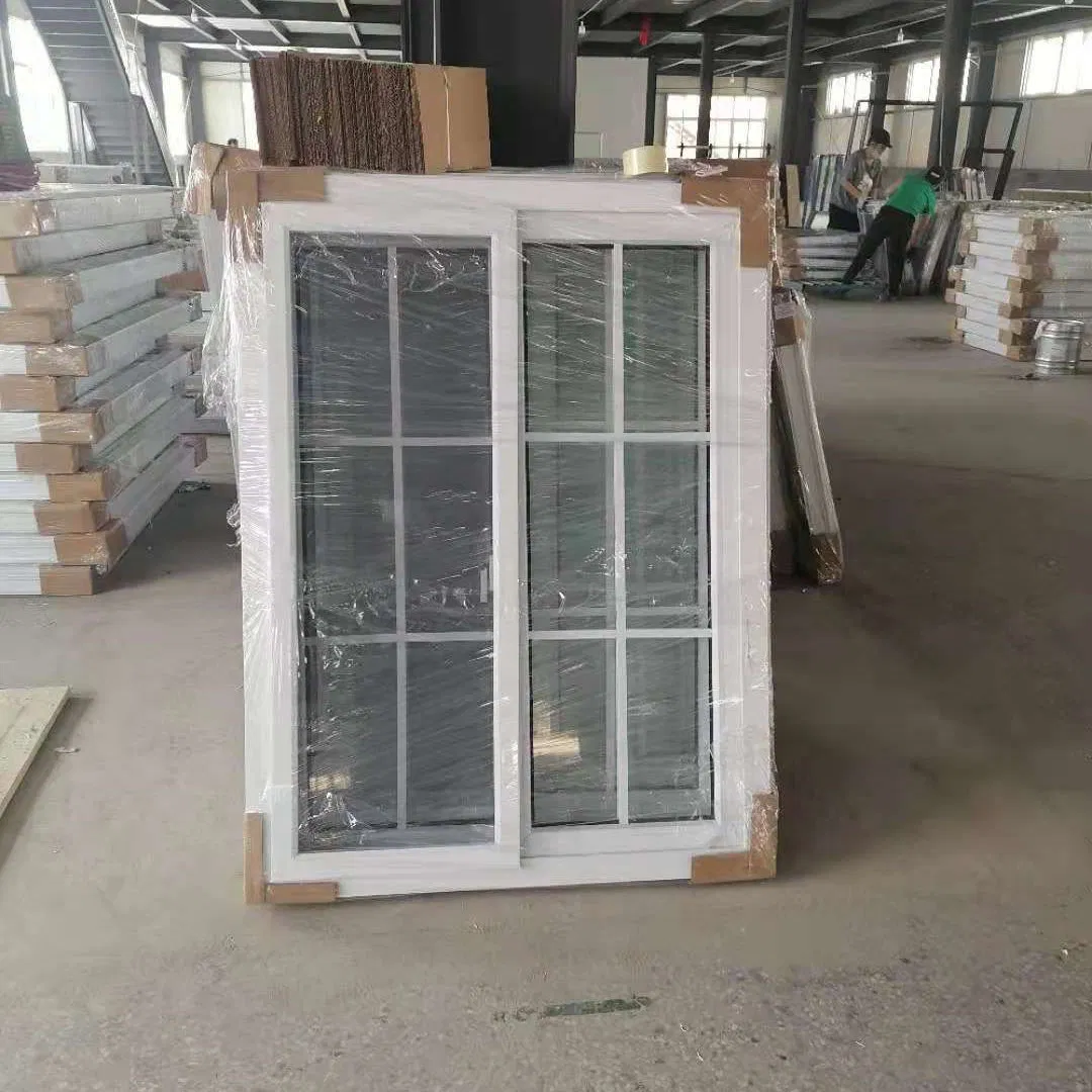 PVC UPVC Frame Sliding Windows with Grill Design and Mosquito Net
