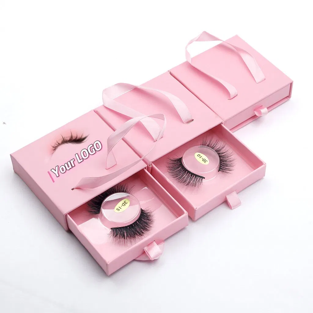Pink Eyelash Packaging Box Faux Mink Lashes Vendor Custom Logo Lashes