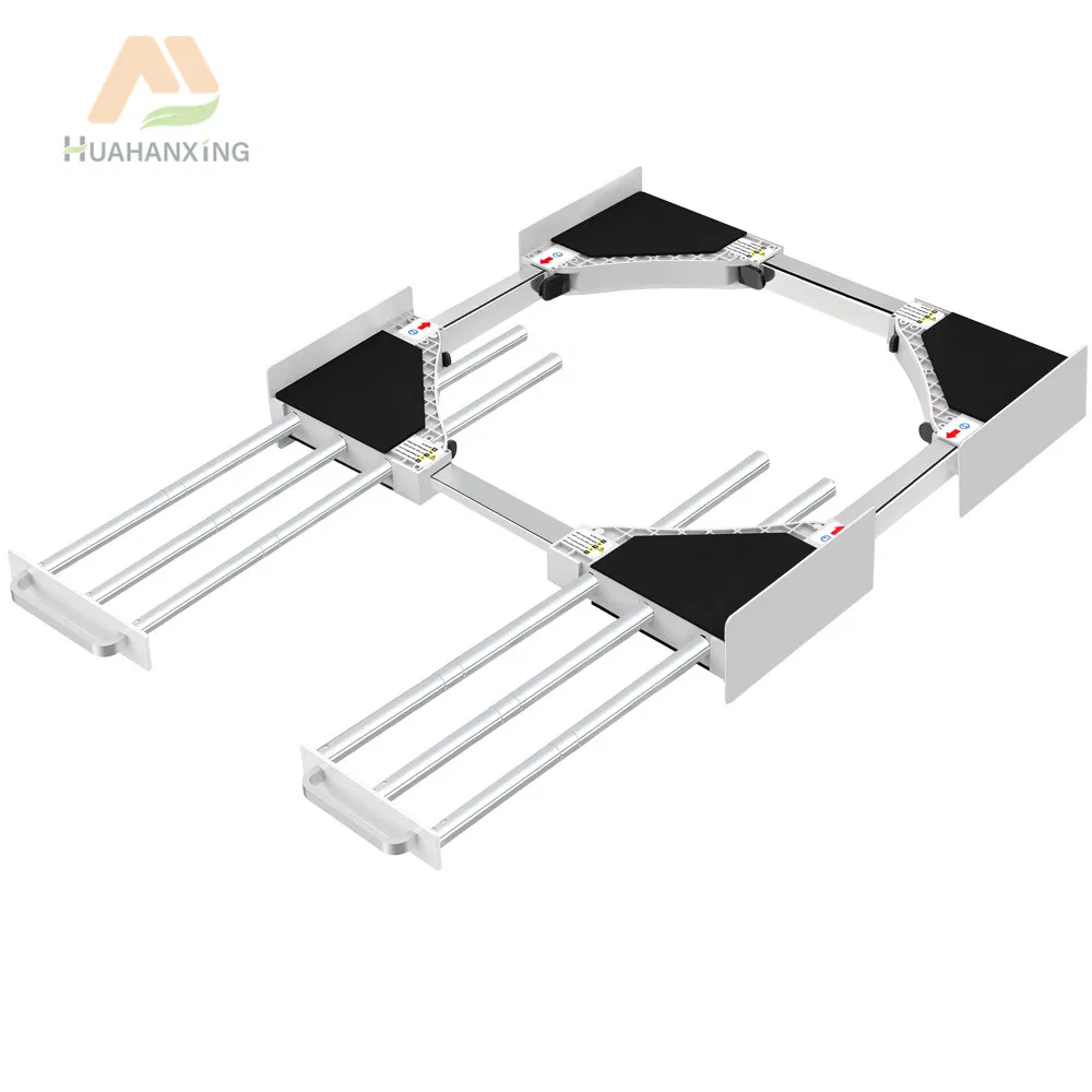 Ventilated Washing Machine and Dryer Connecting Frame with Center Rack for Air Drying