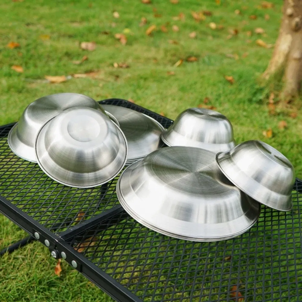 Small and Large Dinnerware Stainless Steel Plates and Bowls Camping Set for Kids, Adults, Family Camping, Hiking, Beach, Outdoor Bl23170