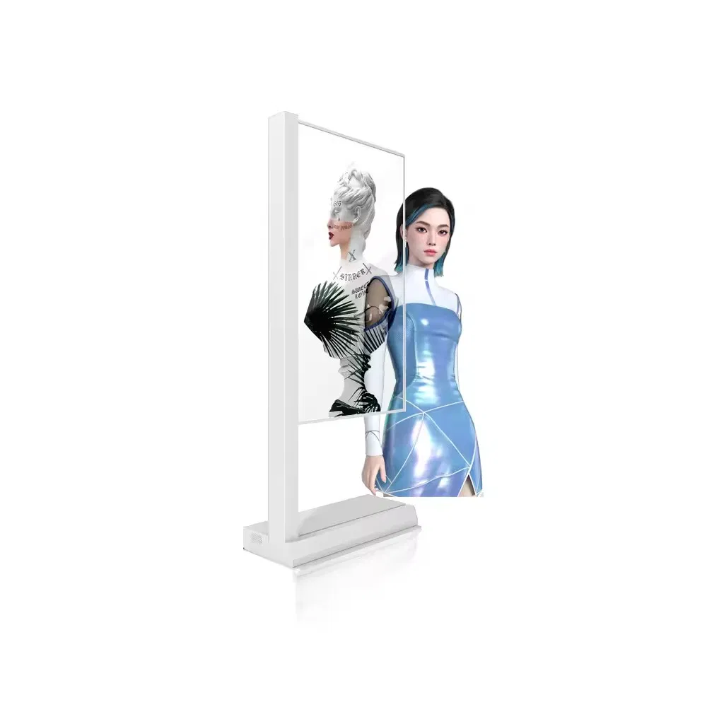 Transparent OLED Display Indoor Digital Signage 4K HD Touch Screen Android or Windows Moving Ai Digital Man Advertising Machine