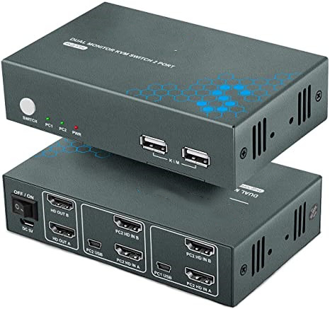 KVM-переключатель HDMI 2x2 для двух мониторов