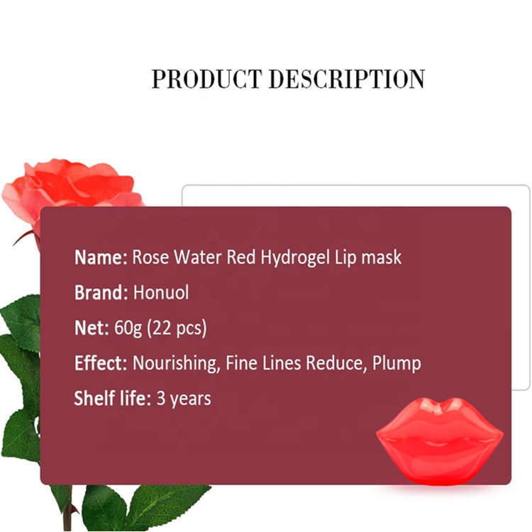 Beauty Nourishing Deep Moisturizing Rose Red Hydrogel Lip Sleeping Mask Patch Manufacturer