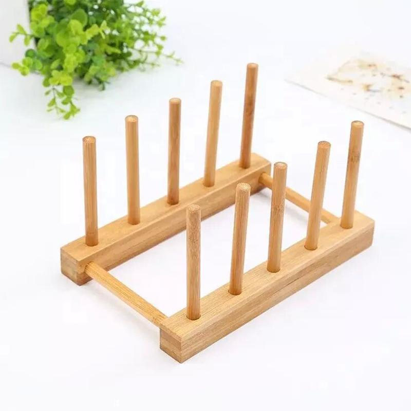 Record Storage Holder CD Display Stand, Bamboo Dish Plate Bowl Book Pot Lid Cutting Board Drying Rack Stand