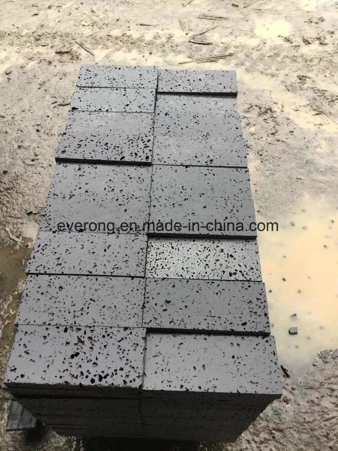Dark Grey/Black Basalt with Holes for Flooring Tile, Paver