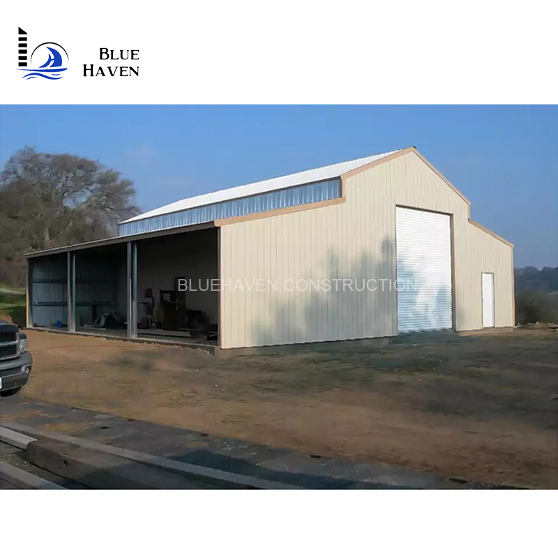 Prefabricated Steel Frame Garage Storage Shed with Door