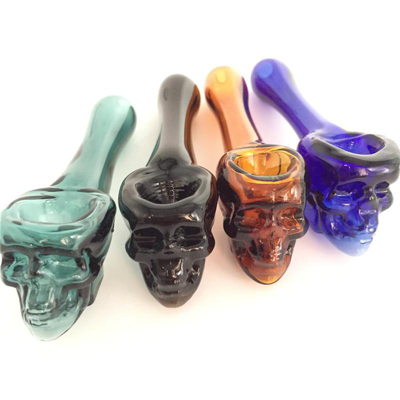 Factory Oil Burner Pipes Thick Skull Smoking Hand Skull Glass Pipe