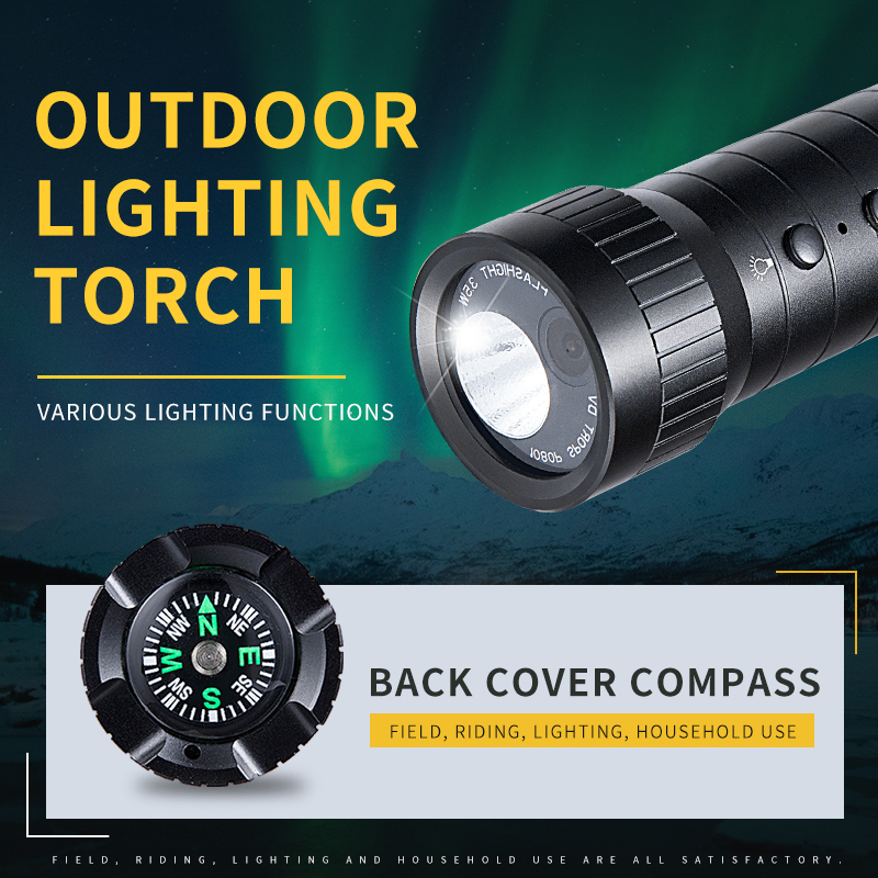 Motorcycle Bike 1080P Outdoor Torch Sport Camera Waterproof Helmet Flashlight Camera Avp034t51