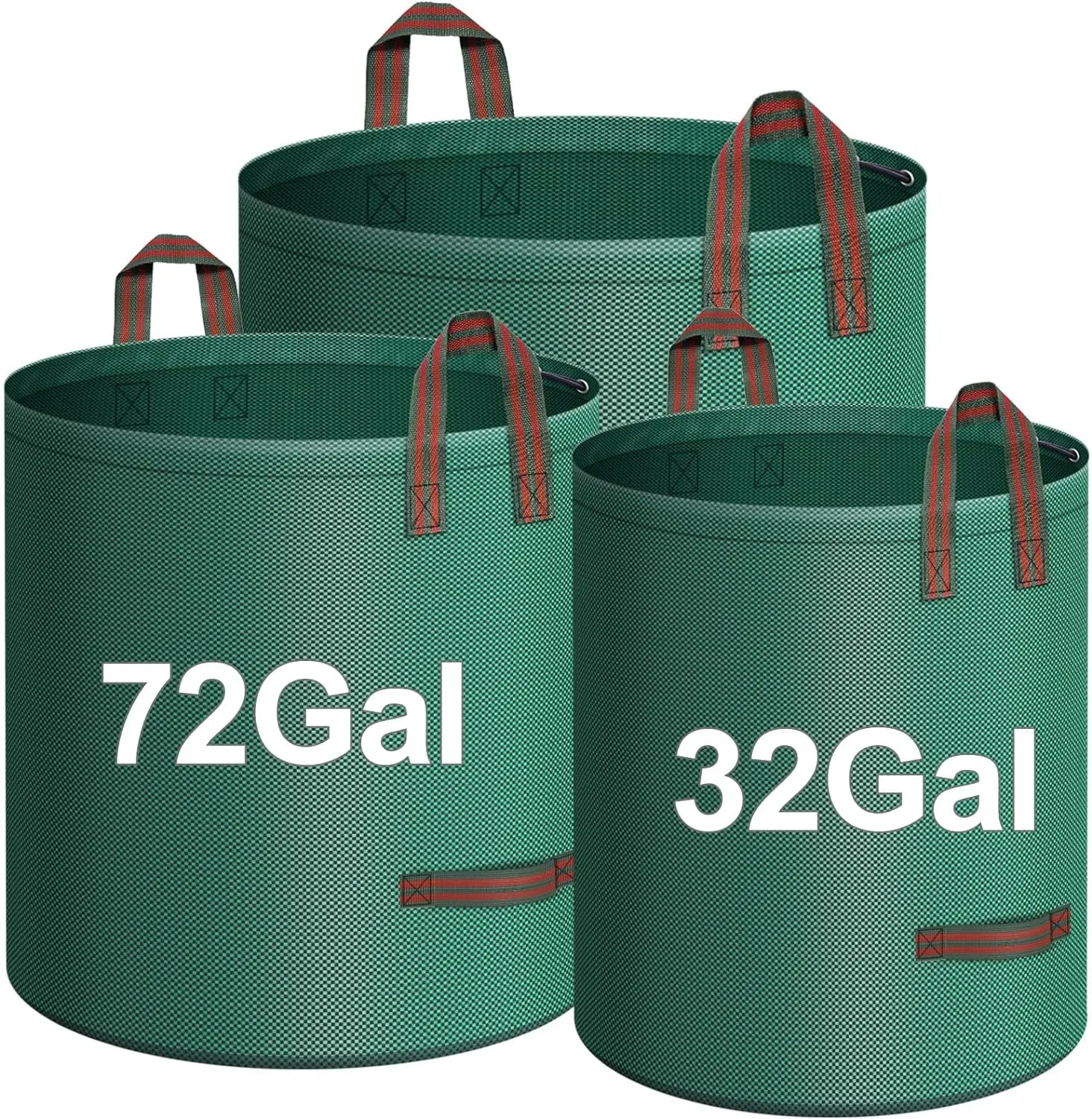 3-Pack Heavy Duty 132/72/32 Gallons Reusable Yard Waste Bags Lawn Bags with 4 Handles