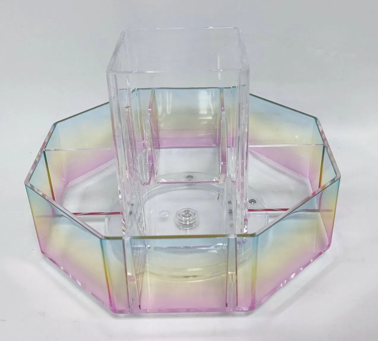 Rainbow Color Desktop Makeup Storage Multi Use Organizer with Spinning Base