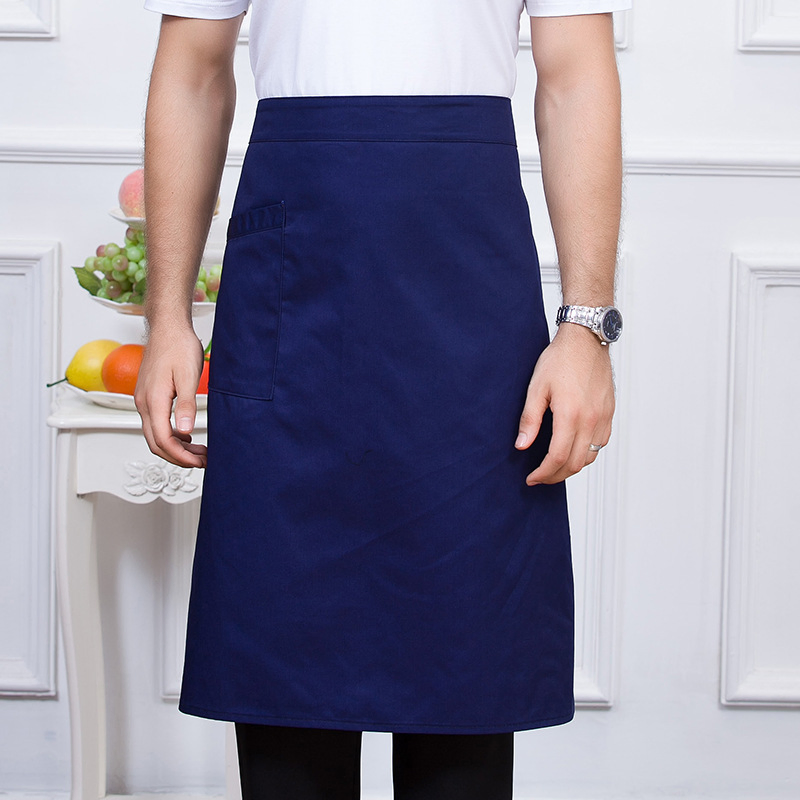 Custom Logo Printed Adjustable Belt Half Waist Apron Linen Cotton Kitchen Garden Barista Waiter Waist Apron