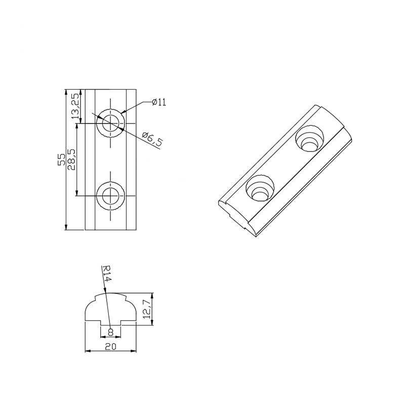 China Manufacturer RoHS ODM OEM 1132 Adapter D28 Aluminum Nuts for Aluminium Profile and Aluminum Tube Connecting and Workbench Line