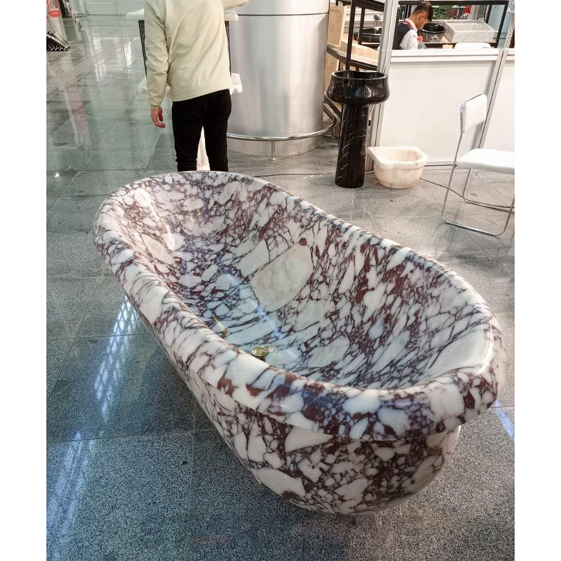 Мраморная ванна Calacatta Viola, отдельностоящая