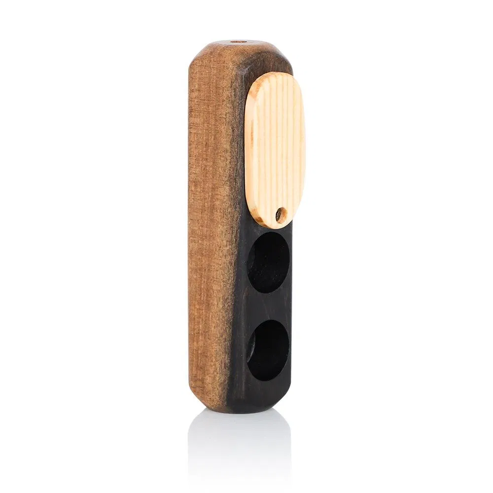 Two Hole Rotary Wooden Pipe with Cover for Storing Two in One Glass Pipe
