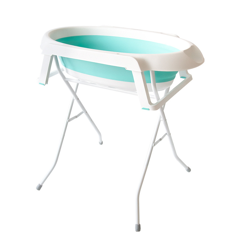 Foldable Kids Bathtub with Stand Drain Free Standing Toddler