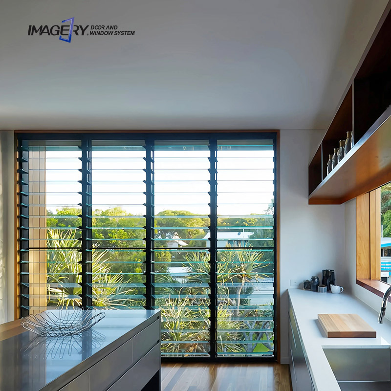 Customized Aluminium Tempered Glass Louver Plantation Shutter Window