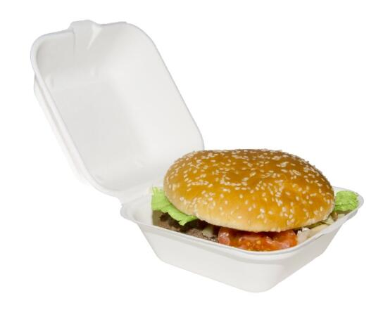 Compostable Sugarcane Bagasse Hamburger Burger Paper Container Take out Fast Food Packaging
