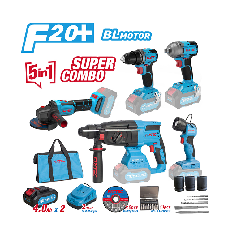 Fixtec Professional Electric Cordless Household Power Kit Drilling Grinding Super Combo Kit Tool Set