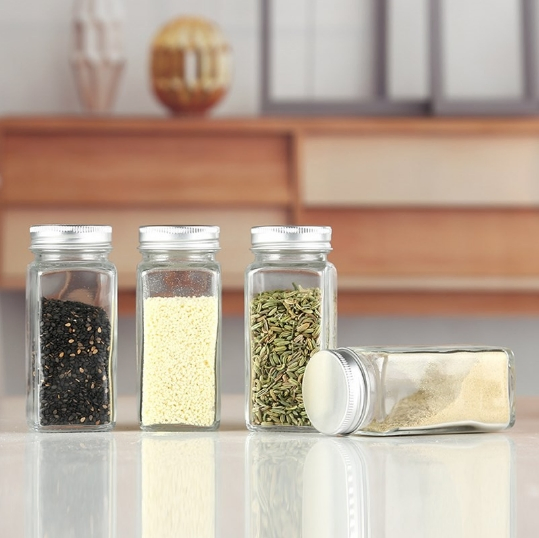 Small Glass Jar Sea Salt Powder Spice Container Pepper Empty 4oz Seasoning Bottles