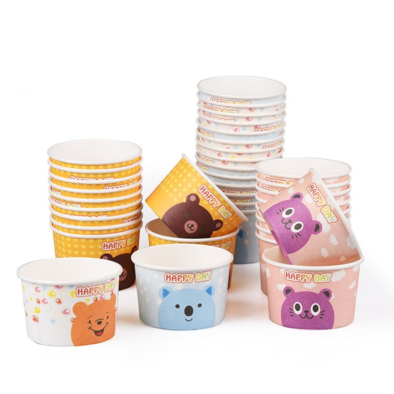 4oz 5oz 6oz 8oz 12oz 16oz 32oz Paper Ice Cream Container with Paper and Plastic Lid