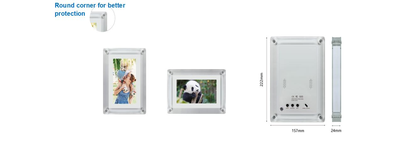 Цифровая фоторамка 5/7 дюймов, акрил, горизонтальный и вертикальный экран