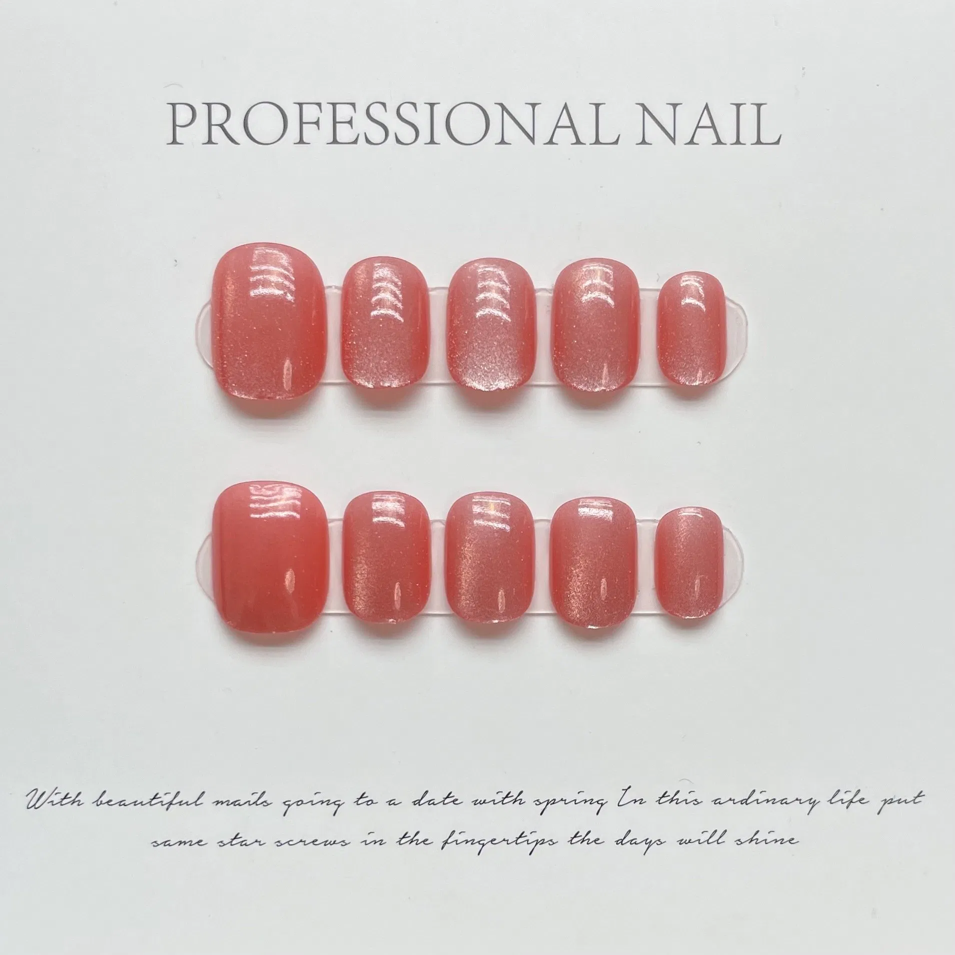 Hand Painted Magnetic Cat Eye Gel Nails Short Square Press on Nails