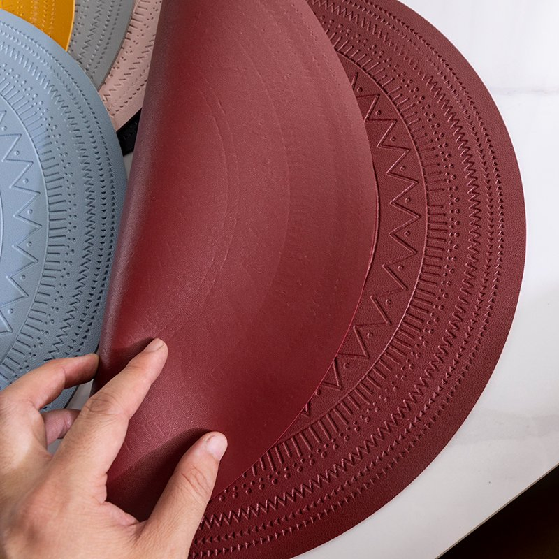 PVC Leather Dining Table Mat Placemat Pad with Heat Insulation Decorative Pads for Home Office