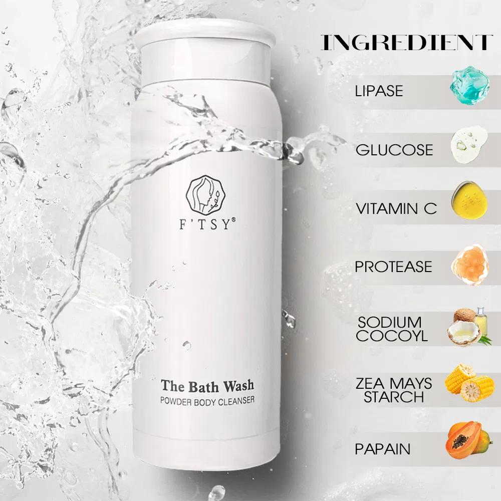 Custom Pure Herbal Gentle Cleansing Bath Wash Powder Exfoliating Smoothing Body Wash Shower Powder