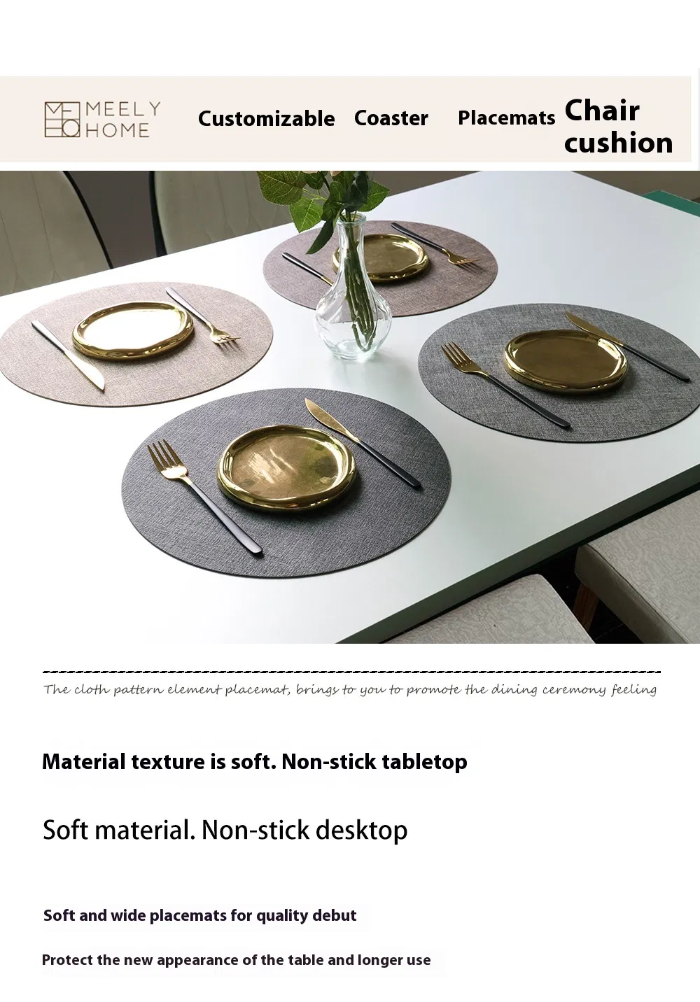 Nordic Style Western Leather Dining Table Mat Cross-Border Wholesale Luxury Anti-Scalding Insulation Pad Waterproof Oil-Proof