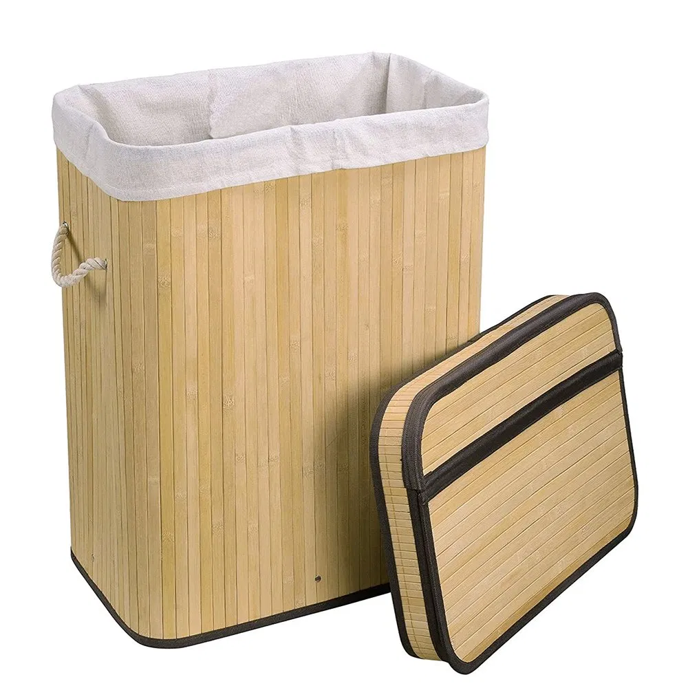 Natural Bamboo Laundry Basket for Dirty Clothes with Folding Design
