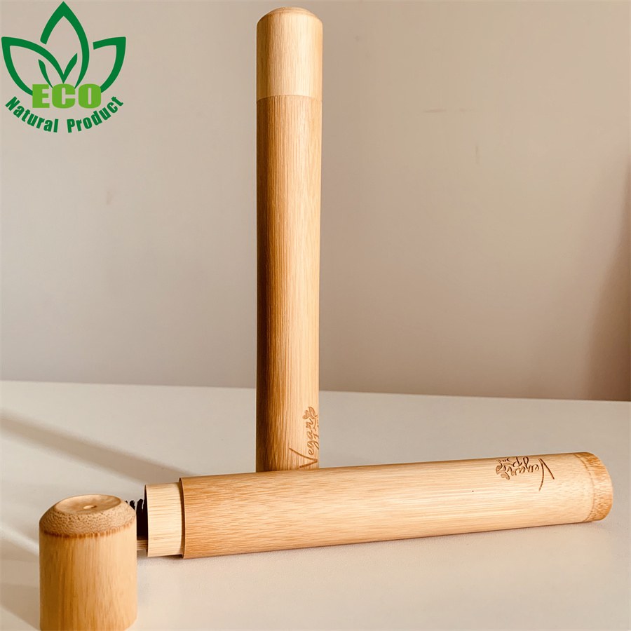 Eco Natural Bamboo Toothbrush Travel Case Tube-Biodegradable-Safe Storage -Bamboo Toothbrush Case