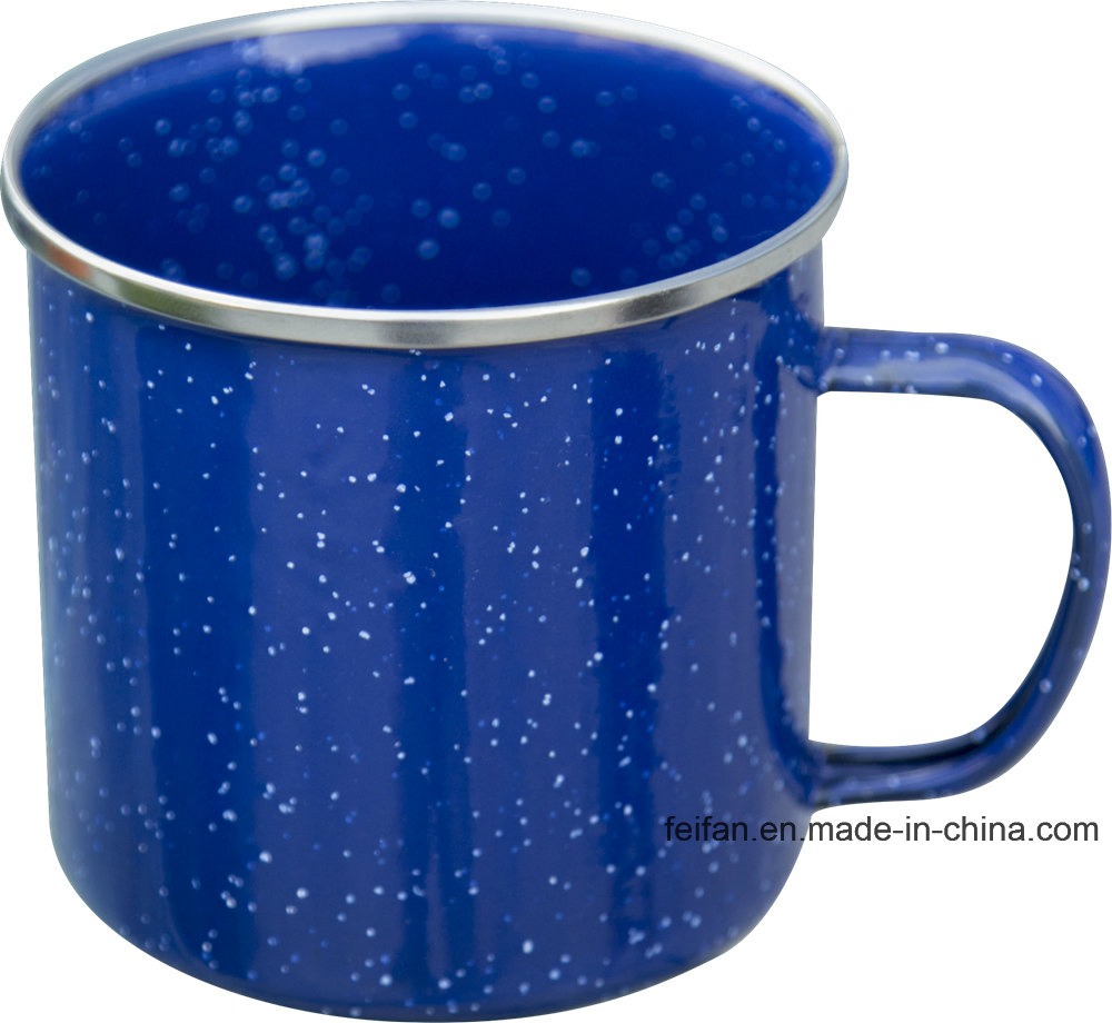 Plain Enamel Mug with Stainless Steel Rim Edge