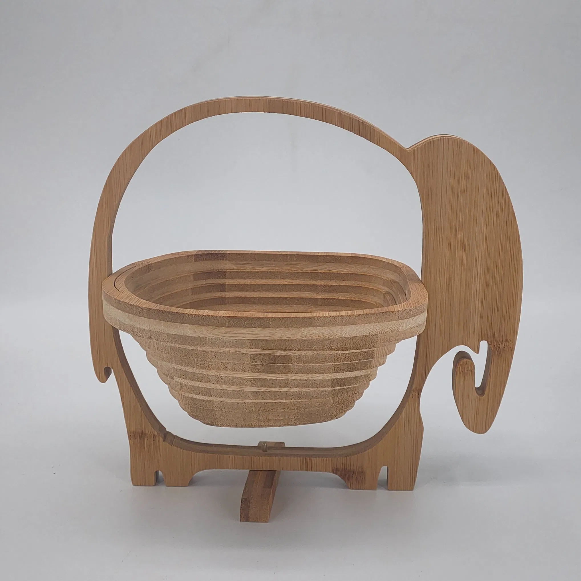Elephant Shape Bamboo Wooden Folding Fruit Tray Basket