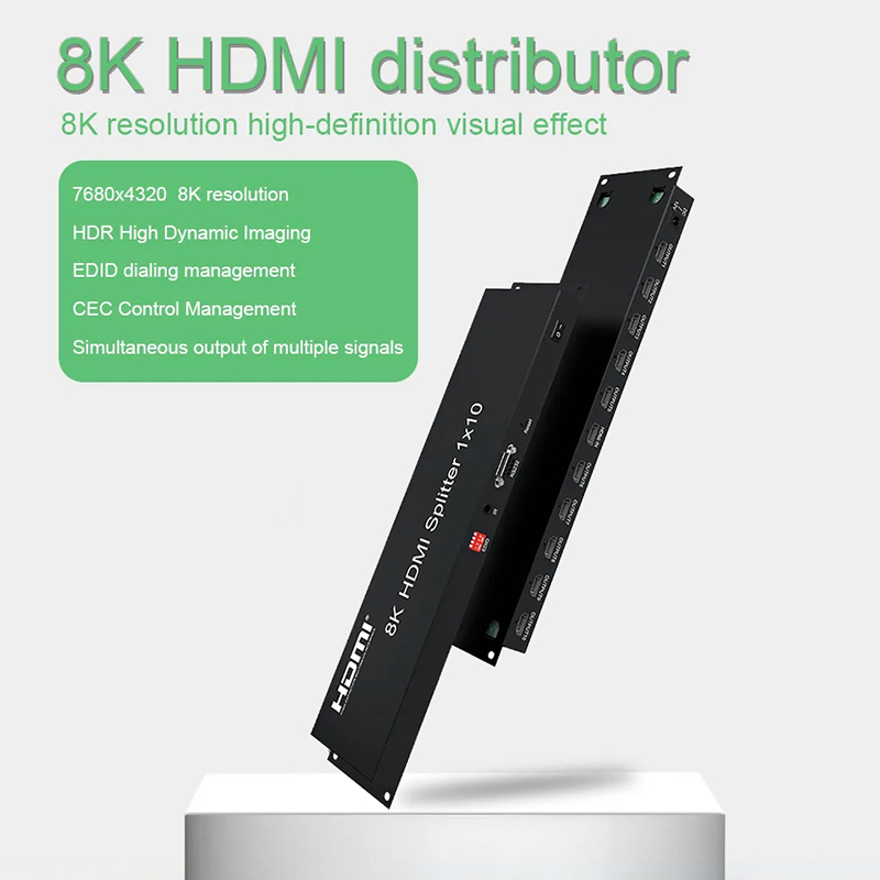 Custom 1 in 10 out HDMI Splitter 10 Port 10port 10way 8K 60Hz 4K 120Hz Video Splitter HDMI 1X10 1 Input 10 Output