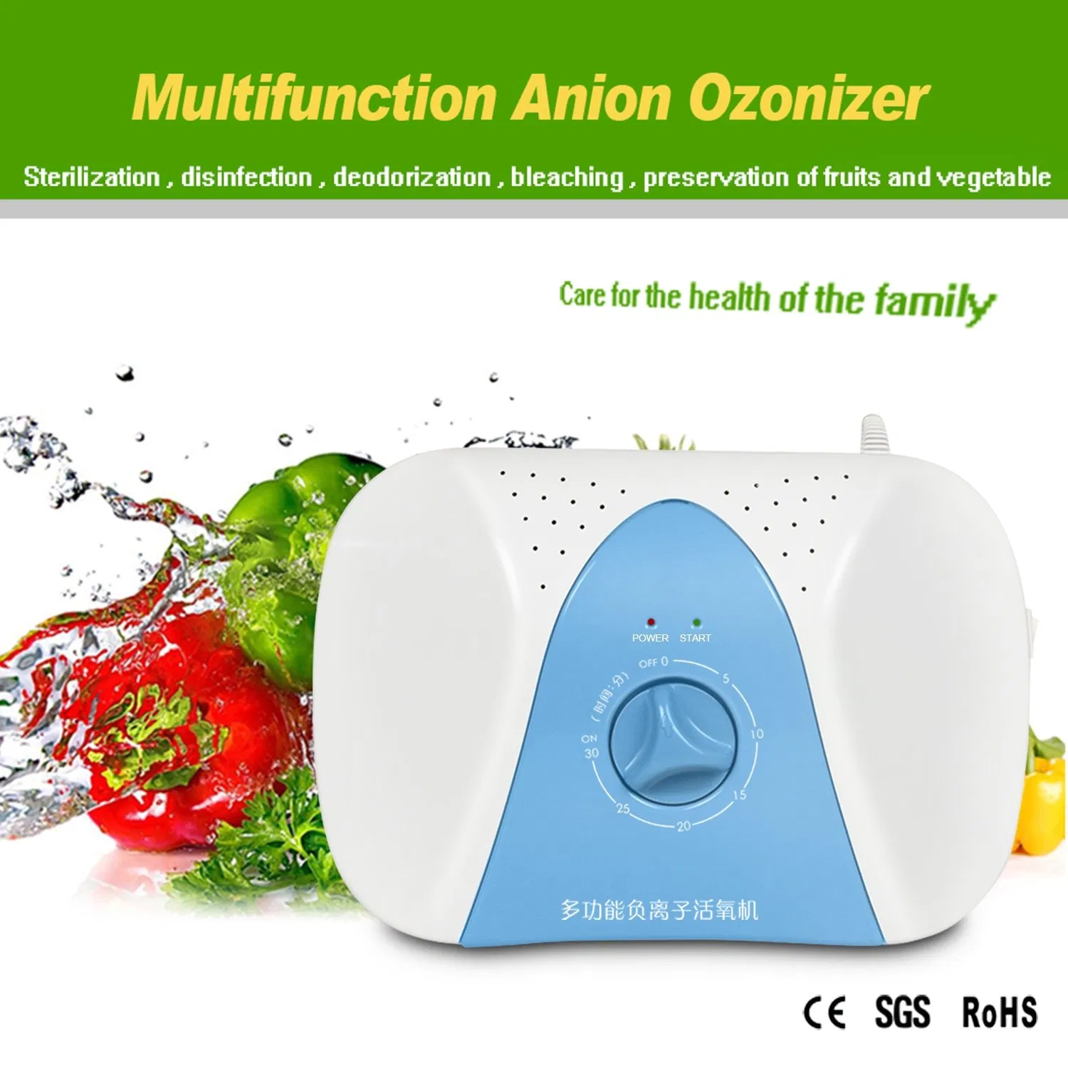 Portable Ozone Generator Ozone Air Puirfier Organic Vegetable Disinfector